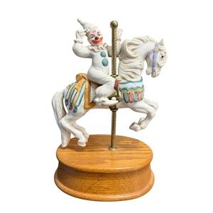Vintage Willitts Melodies Carousel Music Box Clown on Horse Send In The Clowns